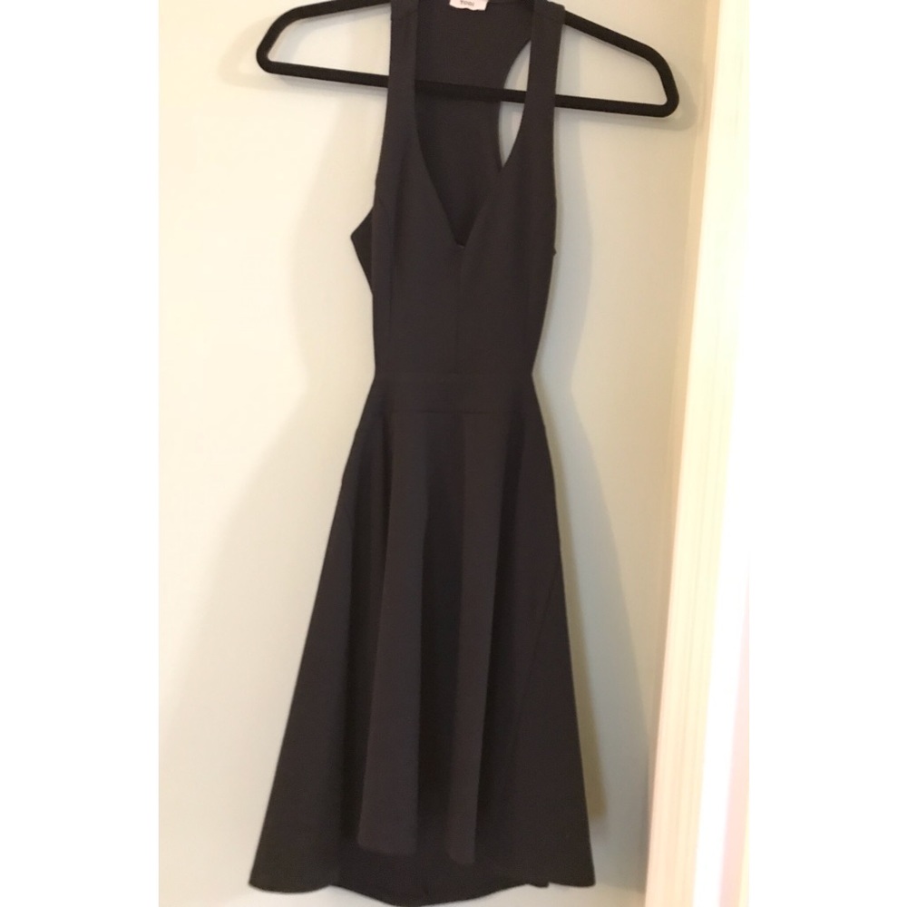 XS Black Racerback Skater Dress with Cutout